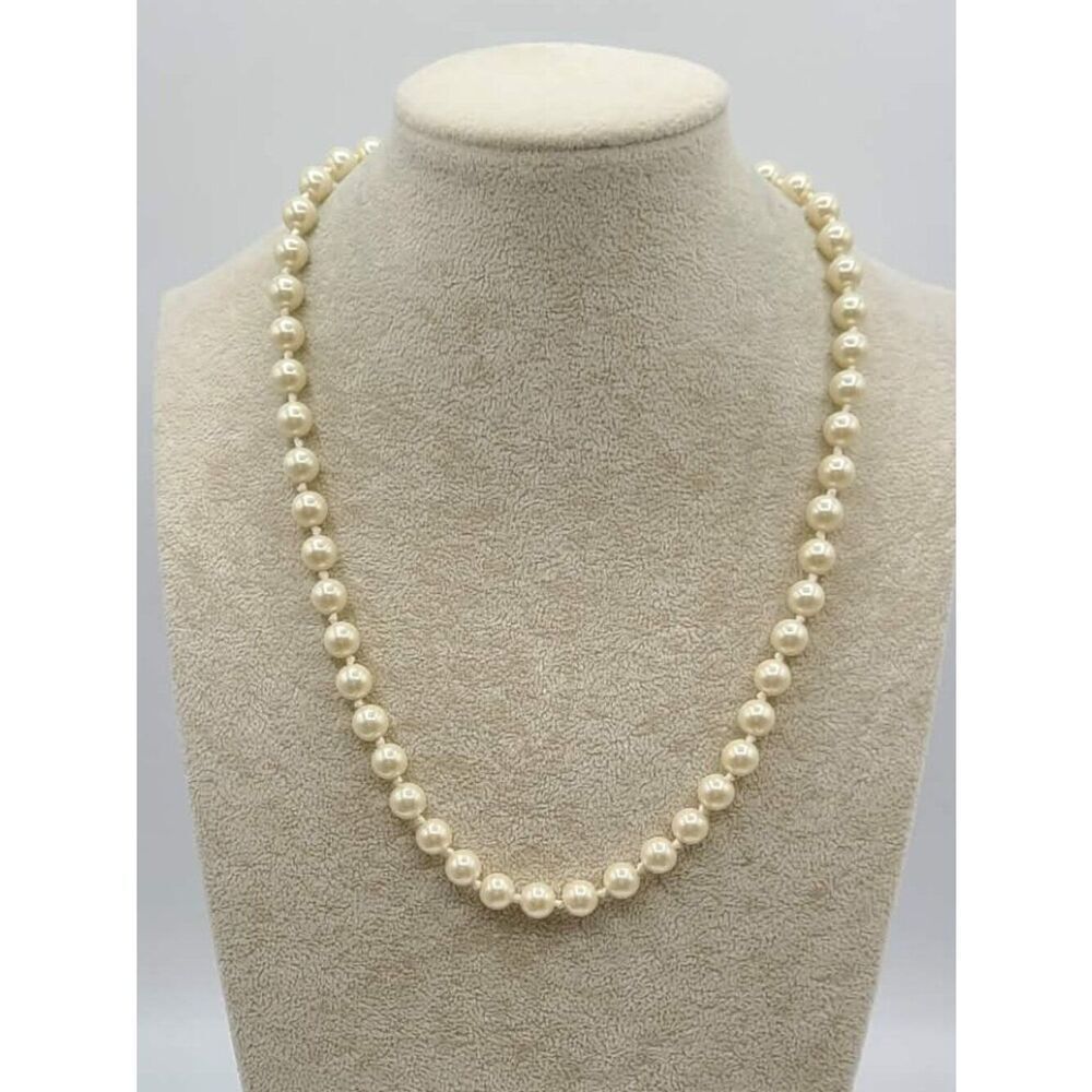 J Crew Single Faux Pearl Strand with Khaki ribbon